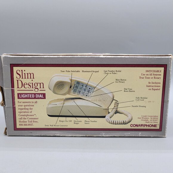 Conairphone Slim Design Lighted Dial Desk Or Wall Mount Corded Telephone - Picture 2 of 12